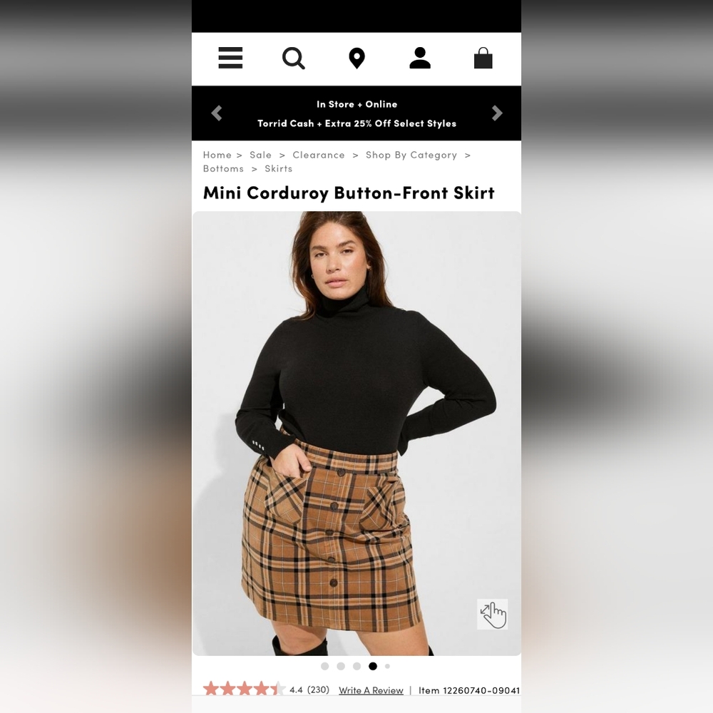 Torrid corduroy button front skirt